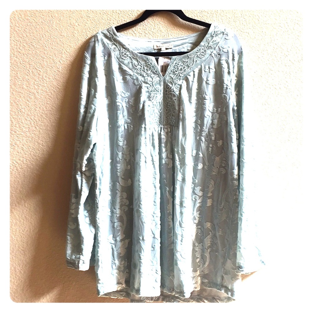 Índigo soul light Aqua blue blouse/tunic Sz2XL NWT